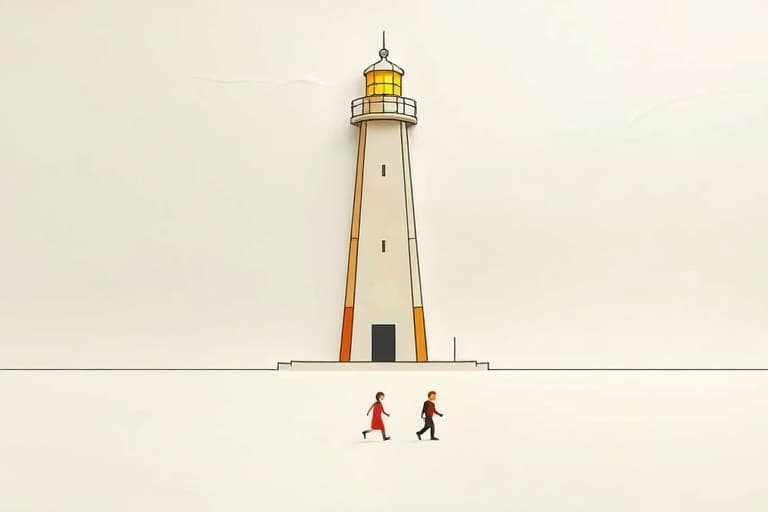 The Lighthouse stands eternal—a beacon constructed of folded paper and purpose, its interior glow casting geometric shadows across the white expanse.